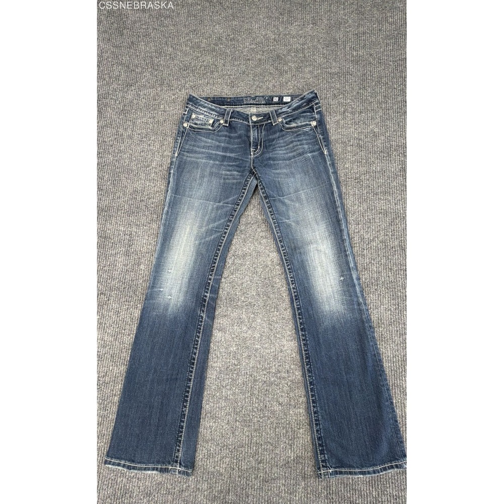 Miss Me Women's Dark Wash Distressed JP5152 Bootcut Denim Jeans Sz 31